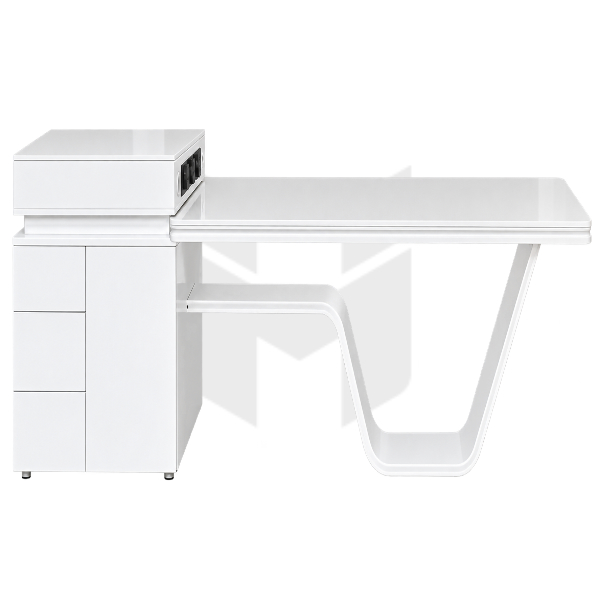 Bàn Ăn Kết Hợp Đảo Bếp Mặt Đá Chân Uốn Nghệ Thuật Tích Hợp Tủ Phụ MHBA061