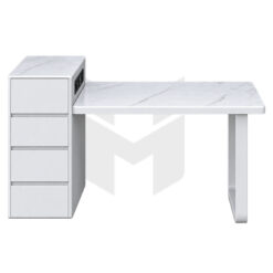 Bàn Ăn Kết Hợp Đảo Bếp Mặt Đá Dáng Chữ L Tích Hợp Hộc Ngăn Kéo MHBA056
