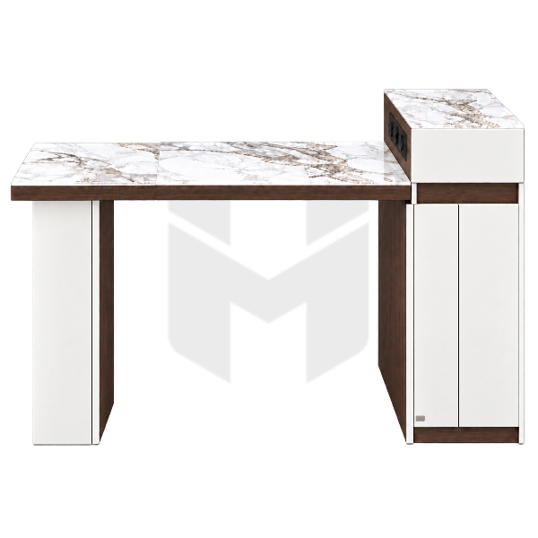 Bàn Ăn Kết Hợp Đảo Bếp Mặt Đá Tích Hợp Hộc Tủ Phụ Mở Rộng Và Ổ Cắm Âm Bàn MHBA059