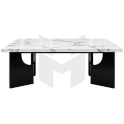 Bàn Ăn Mặt Đá Chân Thép Tấm Khoét Góc MHBA069