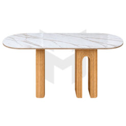Bàn Ăn Oval Mặt Đá Chân Gỗ MHBA039