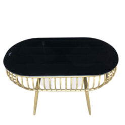 Bàn Sofa Mặt Kính Đen Thép Không Rỉ Sơn Tĩnh Điện MHB003