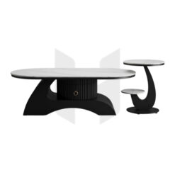 Bàn Trà Đôi Oval Chân Cánh Cung Mặt Đá Vân Mây MHB140