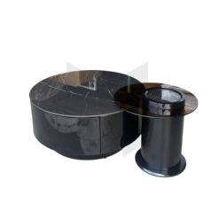 Bàn Trà Đôi Tròn Mặt Đá Kết Hợp Mặt Kính MHB089