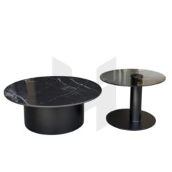 Bàn Trà Đôi Tròn Mặt Đá Kết Hợp Mặt Kính MHB112