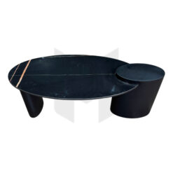 Bàn Trà Hình Oval Mặt Đá Chân Trụ MHB077