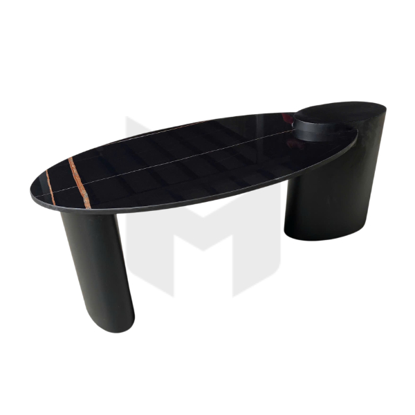 Bàn Trà Hình Oval Mặt Đá Chân Trụ MHB077