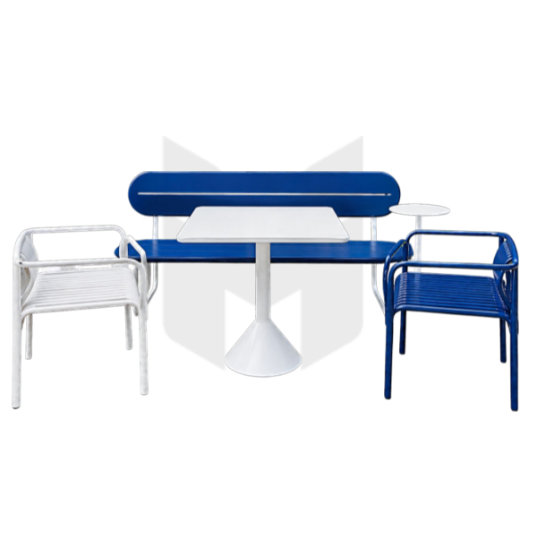 Bộ Bàn Ghế Băng Sân Vườn Khung Sắt Tích Hợp MHBBG076