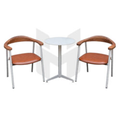 Bộ Bàn Ghế Cafe Chân 3 Nhánh Tay Vịn Vòng Cung Gỗ MHBBG087