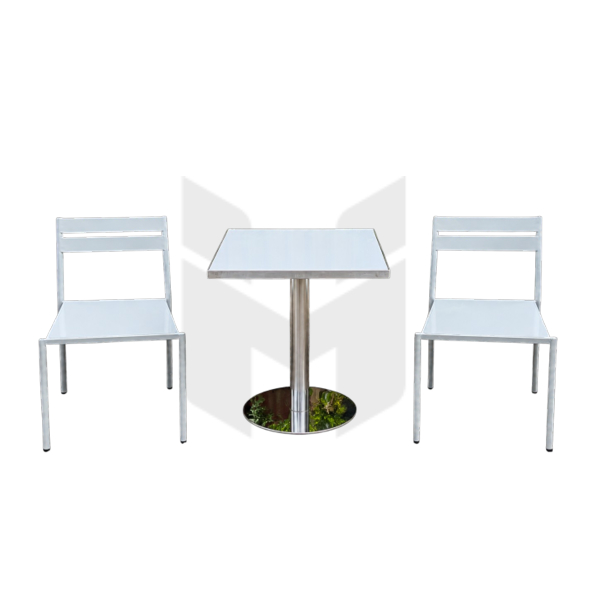 Bộ Bàn Ghế Cafe Mặt Vuông Chân Trụ Inox Rỗng MHBBG074