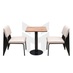Bộ Bàn Ghế Cafe Napan Mặt Vuông Nệm Da Chân Sắt MHBBG018
