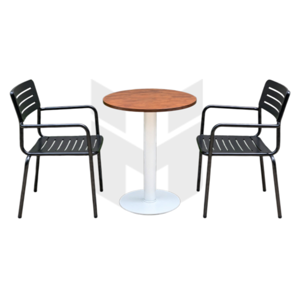 Bộ Bàn Ghế Cafe Sắt Sơn Tĩnh Điện Mặt Gỗ MHBBG014