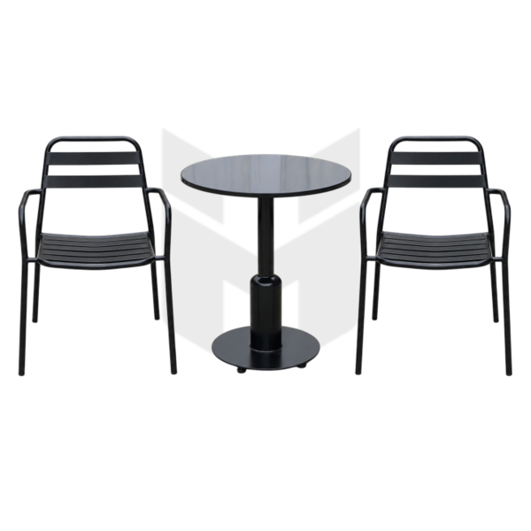 Bộ Bàn Ghế Sắt Cafe Ngoài Trời Dập Sọc Chân Côn MHBBG028