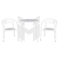 Bộ Bàn Ghế Sắt Tựa Cong Có Tay Vịn MHBBG024