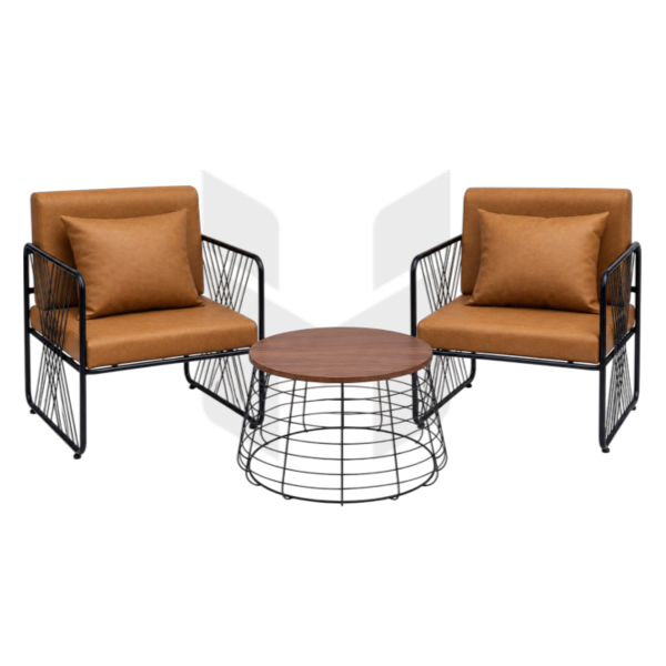 Bộ Bàn Ghế Sofa Đơn Khung Sắt Đan Lưới Nón Cụt MHBBG035