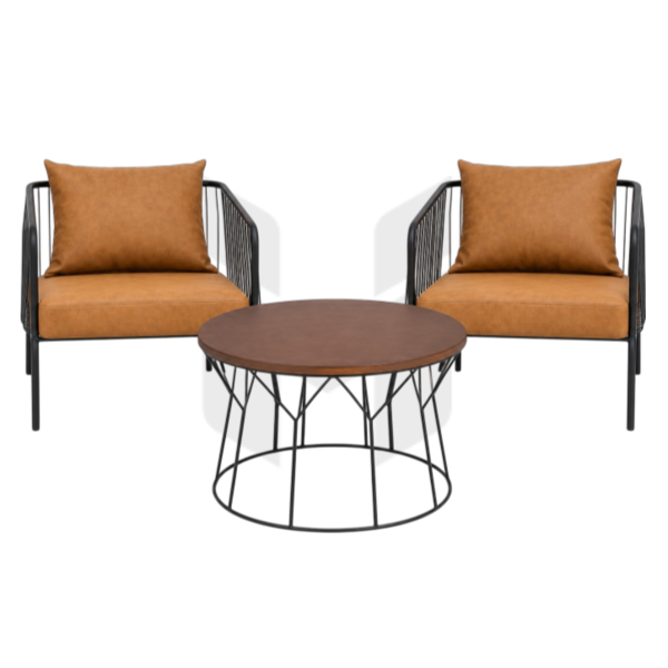 Bộ Bàn Ghế Sofa Nan Sắt Đơn Phối Bàn Trà Đôi Chân Đan MHBBG038