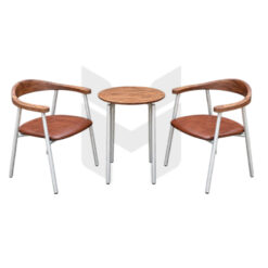 Bộ Bàn Trà Mặt Gỗ Kèm Ghế Vòng Cung Tay Vịn Bo Tròn MHBBG082