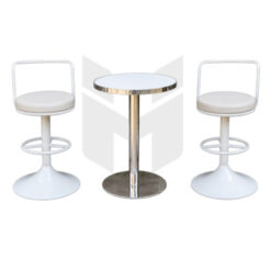 Bộ Bàn Tròn Trụ Inox Kèm Ghế Bar Xoay MHBBG093