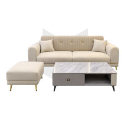 Bộ Sofa Băng 3 Chỗ Bọc Da May Sọc Tựa Lưng MHBSF013