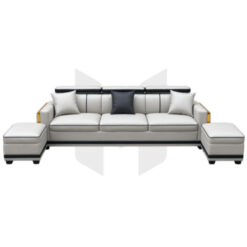 Bộ Sofa Băng 3 Chỗ Bọc Da Phối Viền Chân Cận Sàn MHBSF012