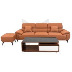 Bộ Sofa Băng 3 Chỗ Da Chân Cao Tay Vát MHBSF006