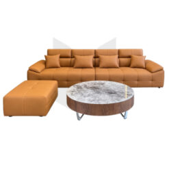 Bộ Sofa Băng Đại 4 Chỗ Bọc Da Chia Múi MHBSF011