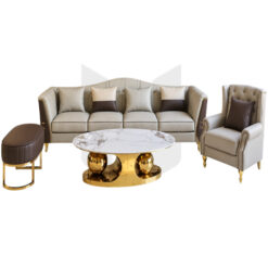 Bộ Sofa Băng Tân Cổ Điển Bọc Da Chân Cao MHBSF010