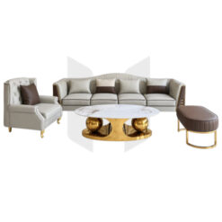 Bộ Sofa Băng Tân Cổ Điển Bọc Da Chân Cao MHBSF017