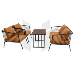 Bộ Sofa Cafe Nan Sắt Dọc Phối Bàn Chữ Nhật Chân Sắt Hộp MHBBG037