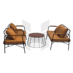 Bộ Sofa Khung Sắt Sơn Tĩnh Điện Ốp Tay Gỗ MHBSF001