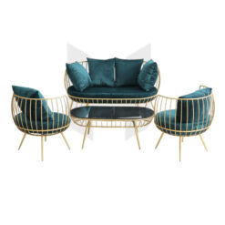 Bộ Sofa Phòng Khách Khung Sắt Mạ Vàng Nệm Nhung MHBBG049