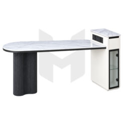 Đảo Bếp Kết Hợp Bàn Ăn Mặt Đá Bo Tròn Chân Dập Sóng Tích Hợp Ổ Cắm Âm Bàn MHBA054