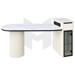 Đảo Bếp Mặt Đá Bo Tròn Tích Hợp Tủ Phụ Chân Bọc Sóng MHBA035