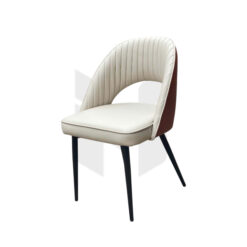 Ghế Ăn Bọc Da Dáng Sò Chần Múi Dọc Phối Lưng Chân Sắt MH570