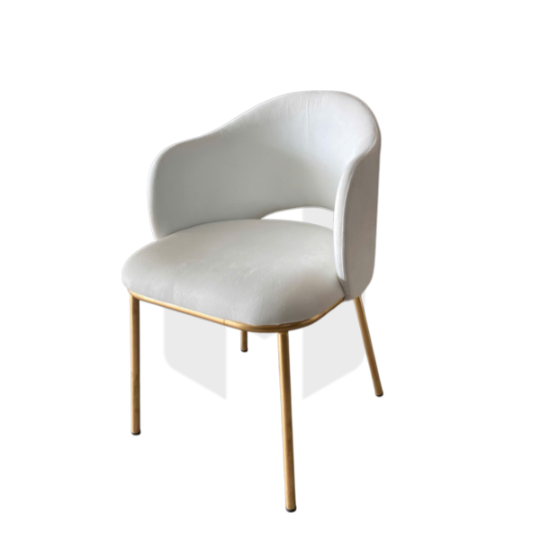 Ghế Ăn Bọc Nỉ Tựa Lưng Khoét Cánh Cung Chân Sắt Mạ Vàng Luxury MH542
