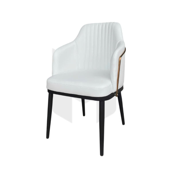 Ghế Ăn Dáng Armchair Bọc Da Viền Inox Mạ MH499