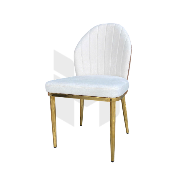 Ghế Ăn Tựa Lưng Hình Vỏ Sò Bọc Nỉ Chân Mạ Vàng MH475