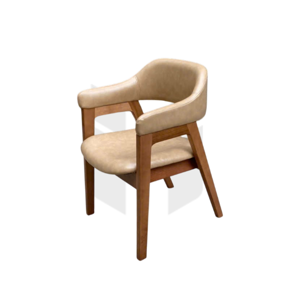 Ghế Armchair Gỗ Tựa Cong Bọc Da MH443