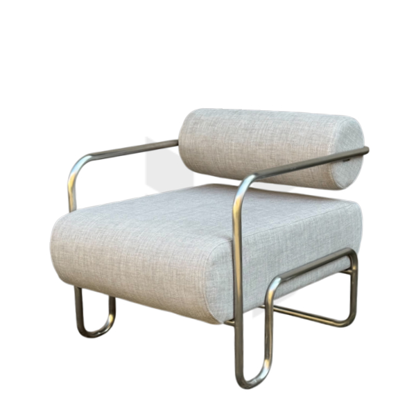 Ghế Armchair Nỉ Tựa Tròn Chân Inox MH438