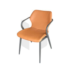 Ghế Sắt Bọc Da Tựa Eo Vát Góc Tay Sắt Ống Uốn Vòng Chân Sắt Tĩnh Điện MH535