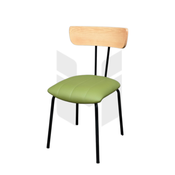 Ghế Sắt Không Tay Vịn Lưng Gỗ Đệm Da MH436
