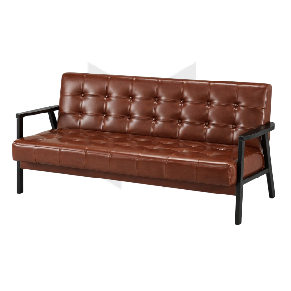 Ghế Sofa Băng Da Chần Caro Khung Gỗ Tay Vịn MHSF086