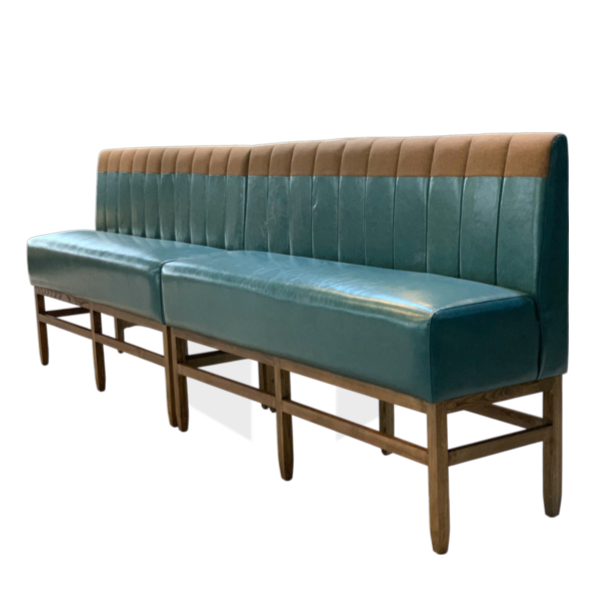 Ghế Sofa Băng Dài Nệm Da Tựa Lưng Rút Sọc Khung Gỗ MHSF196