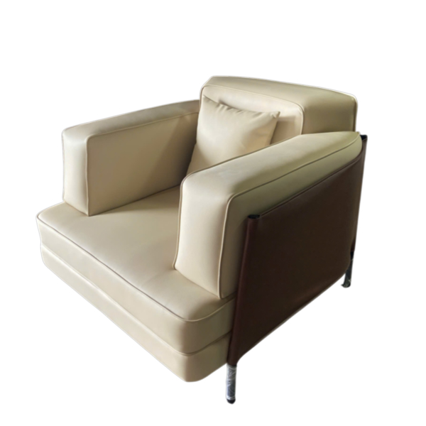Ghế Sofa Đơn Bọc Da Phom Hộp Bề Thế MHSF204