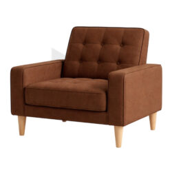 Ghế Sofa Đơn Bọc Vải Chần Nút Tay Vuông Chân Gỗ MHSF148