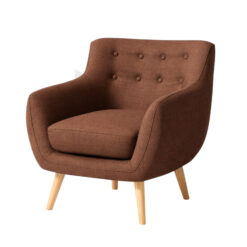 Ghế Sofa Đơn Bọc Vải Tay Cong Chần Nút Chân Gỗ MHSF105
