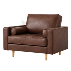 Ghế Sofa Đơn Da Tay Vuông Kèm Gối Ống MHSF157