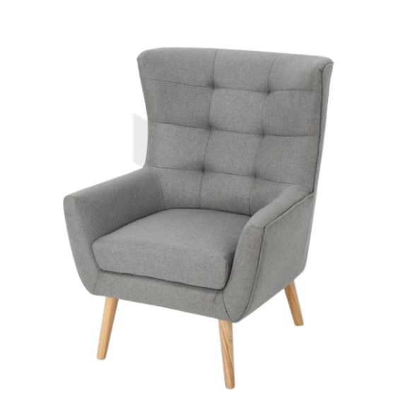 Ghế Sofa Đơn Lưng Cao Bọc Vải Chần Ô Chân Gỗ MHSF106