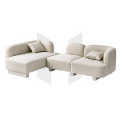Ghế Sofa Gia Đình Góc Chữ L Bọc Vải Bo Cong Kèm Gối Tựa MHSF173