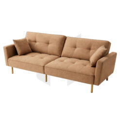 Ghế Sofa Giường Bọc Vải Chần Nút Kèm Gối Chân Kim Loại MHSF185